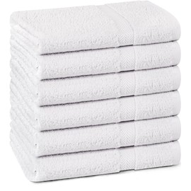 Towel and Linen Mart 100% Cotton White 6 Pack Medium Bath Towel Set, Quick Dry, Super Absorbent, Light Weight, Soft Feel, Premium Towels for Hotel, Spa and Bathroom (24 X 48 6 Pack White)