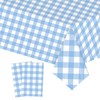 2pcs Blue White Checkered Table Cloth Party,137*274cm Plastic Table Cloth