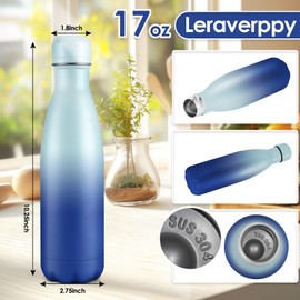 Leraverppy 17oz Cola-Bottle Shaped Stainless Steel Leak-proof Water Bottle,Double Wall Vacuum Insulated Metal,Travel Mug For Sports Indoors & Outdoors,BPA-Free Kids Flasks,Green Blue(4Pack)