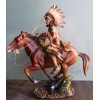 Indian Chief Eagle Warrior War Headdress On Horse Throwing Spear