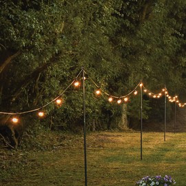 Festive Lights 5ft or 8ft Garland Poles for Hanging Decorative Lights, String Lights, Christmas Lights - Sturdy Metal Steel Garden Wedding Party (Straight Headboard)