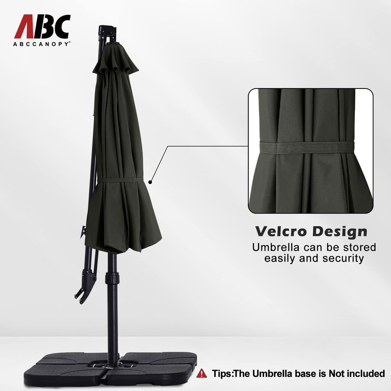 ABCCANOPY 10FT Cantilever Umbrella Offset Hanging Patio Umbrella with Base