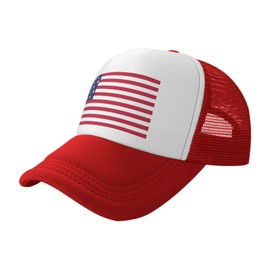 BIEGAS American Flag Hat, USA Trucker Hat for Men and Women, Adjustable Baseball Cap, Mesh Snapback Outdoor Hat Red
