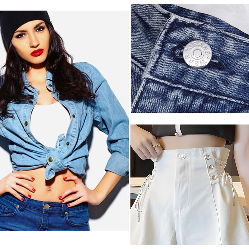 17MM Jean Buttons for Loose Jeans, No Sew Jean Buttons