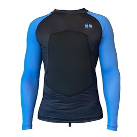 RIBBY SPF 50+ 5mm Padded Rash Guard, Black and Blue, Long Sleeve (Large)