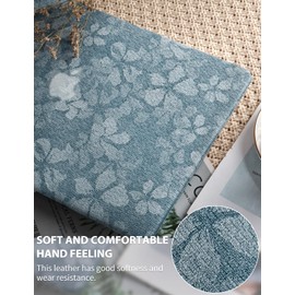 Seorsok Compatible for MacBook Pro 14 inch Case 2024-2021 M4 M3 Pro/Max A3112 A3185 A3401 A2918 A2992 M2 A2779 M1 A2442,Leaves Printed Leather Plastic Hard Shell Case with Keyboard Cover,Blue