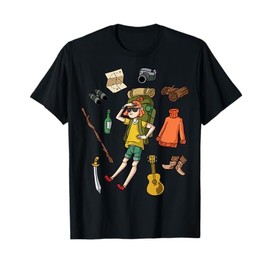 Cartoon Character Camping Gear For Kids Adventure T-Shirt