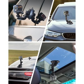 Dosvsi Camera Suction Cup Mount for DSLR, Heavy Duty Car Windshield Dashboard Camera Holder, Adjustable Action Camera Stand with 1/4" ARRI Mounting Holes for Gopro 13 12 11 10 Max 9 8 7, More Cameras