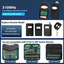 1 for Linear DTC Delta 3 Remote, 310MHz 8 Dip Switch Garage Door Opener for Linear Delta 3, 8 Digit Gate Remote, Digital Control Replacement for DT DTA DTD DT2D DT4A, Gate & Door Opener