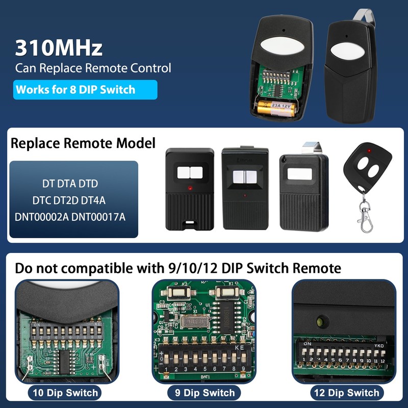 1 for Linear DTC Delta 3 Remote, 310MHz 8 Dip