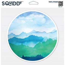 Squiddy Watercolor Mountains - Vinyl Sticker Decal for Phone, Laptop, Water Bottle (2" Tall)