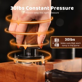 HOLIHOKY 54mm Tamper, Spring Loaded Coffee Tamper 54mm Self Levelling, 30lb Constant Pressure Calibrated Espresso Tamper for Sage Barista, Stainless Steel Base, Wulnut