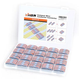 Zhushan 60PCS Compact Lever Wire Connector Nuts Set - 1 to 1 Inline Wire Connectors Lever Connectors Nuts，Versatile Quick Terminal Block Splicing Kit