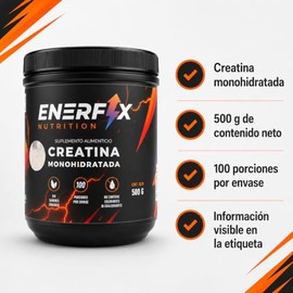 Creatina Monohidratada en Polvo 500 g, 100 Porciones de 5 g, Sin Sabor, Sin Colorantes ni Edulcorantes, Suplemento Alimenticio Deportivo para Hombre y