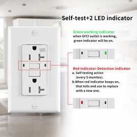GFCI Outlet 20Amps Weather-Resistant Tamper-Resistant Self-test Receptacles Copper Clip UL Listed White (10)