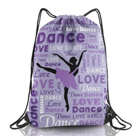 HJKLONE Dance Drawstring Bag Gifts for Dancers Dancer Drawstring Backpack Dance Team Gifts Dance Party Favor Bag (Purple,1Pcs)