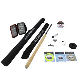 Wild Water 14 Foot/16 Foot Big Game Zoom Tenkara Starter Package Combo | Excellent Fly Fishing Equipment for Beginners | 9 Section Rod Pole Kit Comes with Flies, Three Lines, Hard Tube Case & Rod Sock