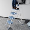 KINGRACK 4 Step Ladder, Sturdy Step Stool with Handrail, Anti-Slip