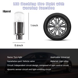 Kewucn 6 PCS LED Tire Valve Lights, Neon Spoke Flash Light Bulb Tire Valve Cap LED Wheel Lights, Waterproof Wheel Tyre Valve Cap Lamp for Bike Motorcycle Truck, Car Accessories (White)