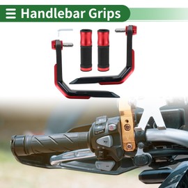 Partuto 7/8" 22mm 15/16" 24mm Motorcycle Hand Grips Cover Kit Aluminum Alloy Rubber Handlebar Cover Red 1 Set Diamond Pattern