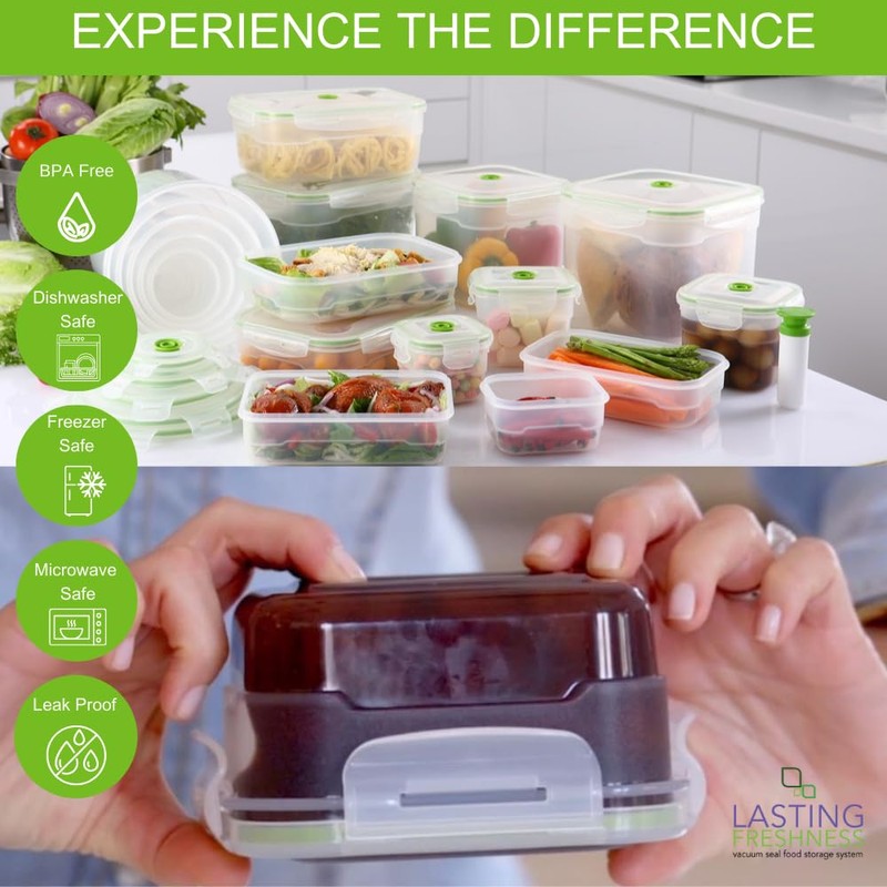 Lasting Freshness 11 piece Vacuum Seal Food Storage Containers with
