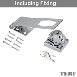 TERF® Heavy Duty Polished Chrome Key Operated Locking Hasp and Staple 115mm (4.52 inch) Key Locking Padlock including Fixing For Sheds Garden Gate Garage Furniture Cupboard Window - Pack of 2