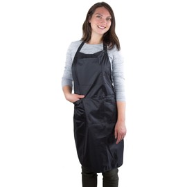 Hair Stylist Apron - Waterproof PVC Apron for Salon Professionals - Durable Protective Smock for Hair Cutting, Coloring, Nail Techs, Cosmetologists, and Dog Grooming (Black)
