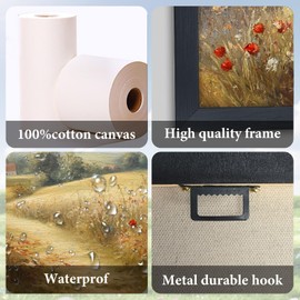 Extra Large Wall Art for Living Room Framed, Landscape Nature Country Wildflower Oversized Pictures Wall Decor, Farmhouse Rustic Flower Canvas Prints Painting, Cottagecore Artwork for Living Room Bedroom Office Bathroom Corridor 60"x 30"