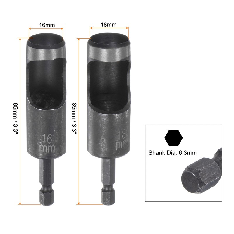 sourcing map Leather Hollow Punch Set 1/4 Hex Shank for