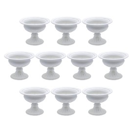 Koyal Wholesale 6.2" D x 4.72" H White Ribbed Pedestal Decorative Bowl and Vase, Fluted Pedestal Centerpiece, Wedding Decorative Compote Bowl, Catch All, Small, Bulk Pack 10
