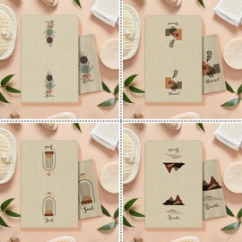 COWEB Boho Botanical Bathroom Hand Towels Set of 4, Relax Breathe Soak Unwind Decorative Hand Towels, Gym Yoga Spa Bathroom Decor, Boho Bathroom Decor, 16x24 Inches(Style A)