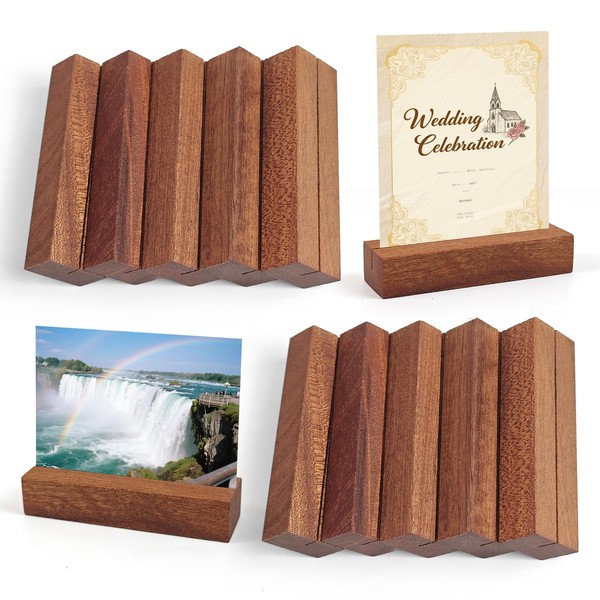 YIMETOP Pack of 10 Ebony Card Holders Wood Stable Place