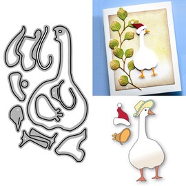 XMZZMX Christmas Patchwork Goose Metal Cutting Dies for Card Making, Paper Embossing Die Cuts Kit Templates Supplies, Photo Frame Album DIY Scrapbooking Stencils Sets