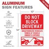 T&R Large Do Not Block Driveway Signs, Unauthorized Vehicles Towed