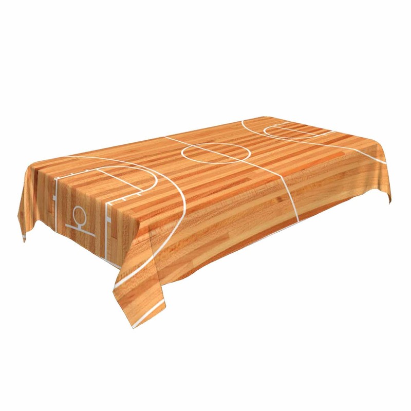 Basketball Court Decorative Rectangle Tablecloth Parquet Indoor Court Polyester Table