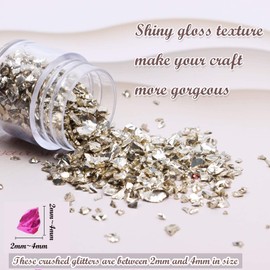 Crushed Glass Craft Glitter for Resin, Irregular Metallic Crystal Chips Sprinkles Chunky Glitter Shiny Nail Sequins Flakes for Nail Art DIY Jewelry Making Decoration Vase Filler