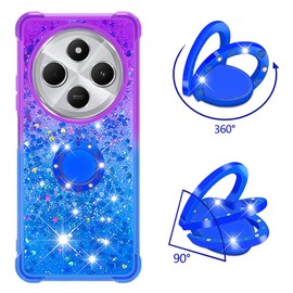 CCSmall for Xiaomi Redmi 14C Clear Case Glitter for Girls Women, Liquid Sparkle Bling Cute Case with Kickstand Gradient Quicksand Cover for Xiaomi Redmi 14C JB Purple Navy