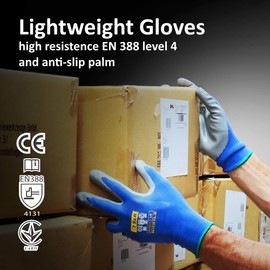 S&R Protective Gloves 12 Pairs with Nitrile Coating in XL/10, Non-Slip Work Gloves for Assembly, Building, Restoration