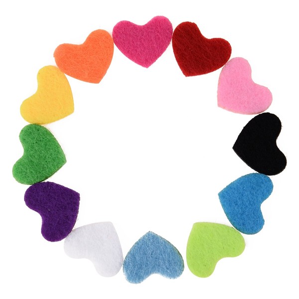 12 Colors Essential Oil Diffuser Locket Necklace Refill Pads Aromatherapy Diffuser Necklace Replacement Pads (12pcs, Heart(18mmx22mm))