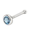 Solid 14K Gold Ball-end Stud Bezel Set Aquamarine 22G Nose
