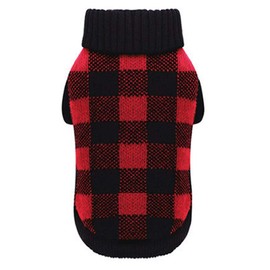 A&L Red Buffalo Dog Christmas Sweater, British Plaid Knitted Xmas Holiday Festive Turtleneck Pet Sweater for Large Dogs, X-Large (XL)