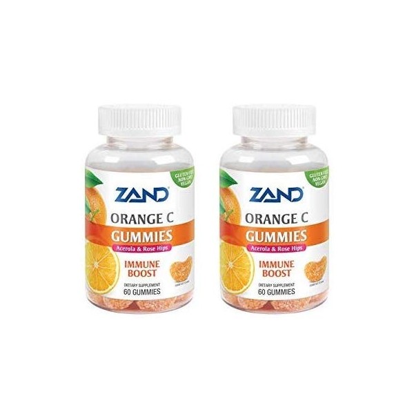 Zand Orange C Gummies (Pack of 2) with Vitamin C, Acerola Fruit, Tapioca, Arnica, Rosehip and Annatto, 60 Count Each