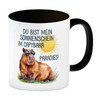 Capybara mit Sonnenbrille Kaffeebecher in schwarz Mein Sonnenschein Lustige Tasse
