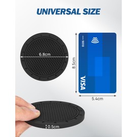 JOYTUTUS Car Drink Holder Coaster, Universal Car Drink Holder Insert, Non-Slip Car Coasters for Coffee Mugs, Car Accessories for Women, Pack of 4, Black/Glitz