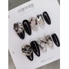 Black Navillera Pixie Handmade Nail Tip - Almond / 블랙나빌레라픽시