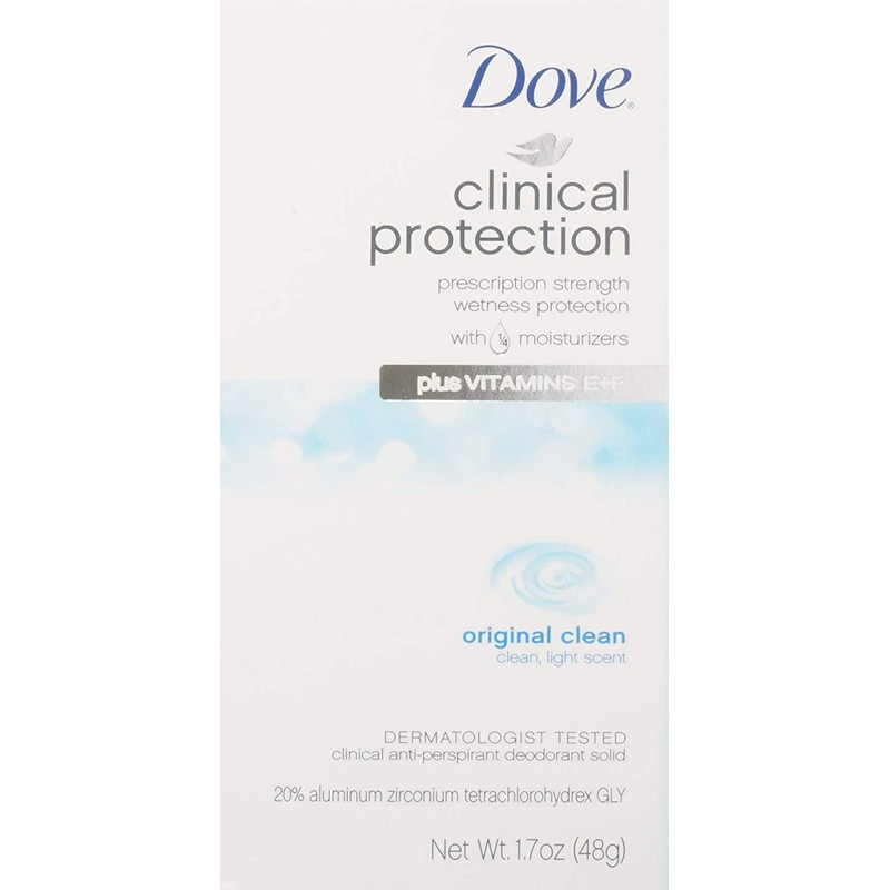 Dove Clinical Protection Antiperspirant/Deodorant, Original Clean, Stick, 1.7 Ounce (Pack