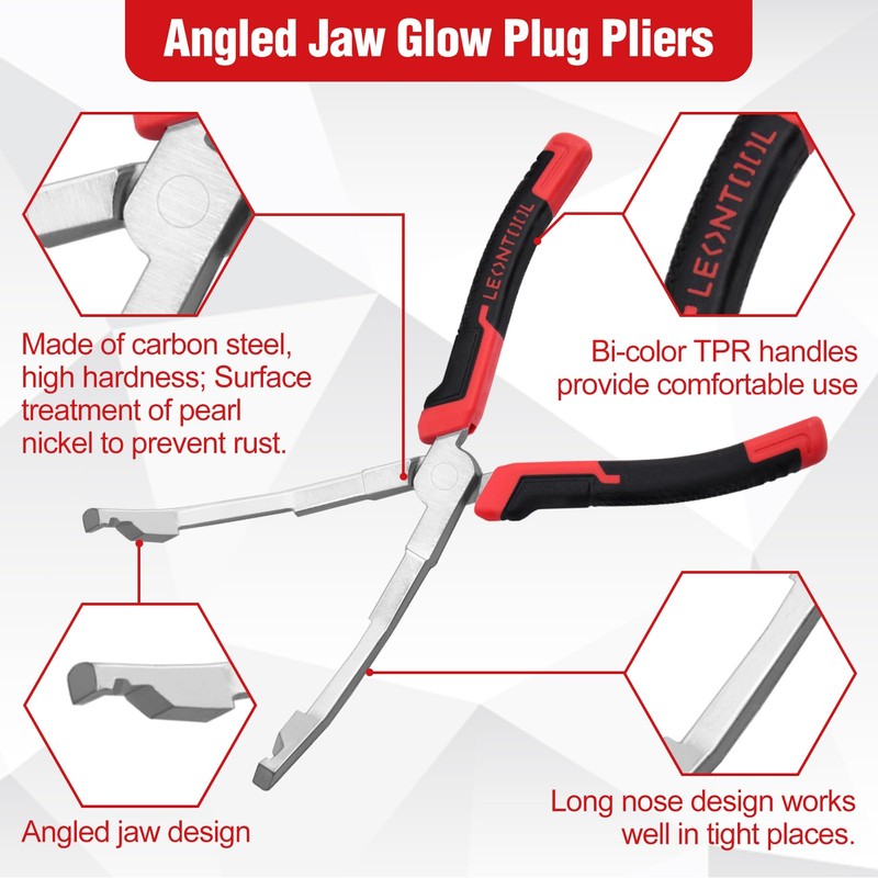 LEONTOOL Angled Jaw Glow Plug Pliers Curved Jaw Glow Plug