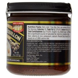 Better Than Bouillon Premium Mushroom Base, Made from Seasoned & Concentrated Mushrooms, Makes 9.5 Quarts of Broth, 38 Servings, 8 OZ (Pack of 1)
