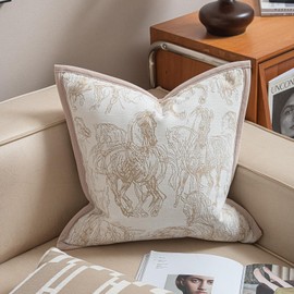 Croker Horse 2025 - Fundas de cojín de 18 x 18 pulgadas, diseño de caballo palacio con tira de borde, chenilla, bordado de jacquard, estilo moderno de lujo, para sofá, cama, sala de estar, recámara
