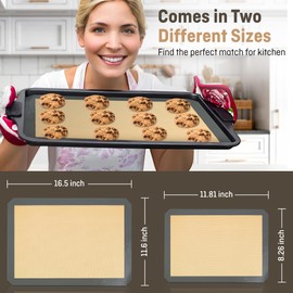 4 Pack Silicone Baking Mat Nonstick 2 Half and 2 Quarter Size - 1/4 Silicone Cookie Sheets for Baking Macaron Cookie Set of 2-2 Pack Thick Heavy Duty Reusable Mats Half Sheet for Kitchen Counter